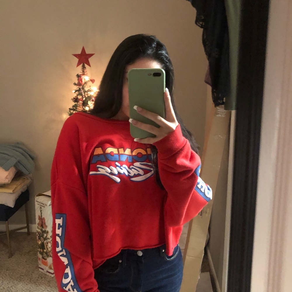 honda crop racing sweatshirt